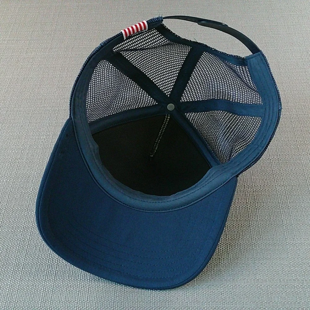 The North Face Trucker Hat Unisex OS Navy USA Graphic Snapback Mesh Cap